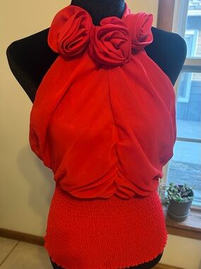 Dots Vibrant orange blouse